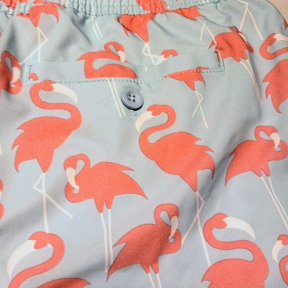 Elysian Supply Company Large Swim Trunks-Flamingo Print-UPF 50 -Novelty-Beach - Picture 6 of 6
